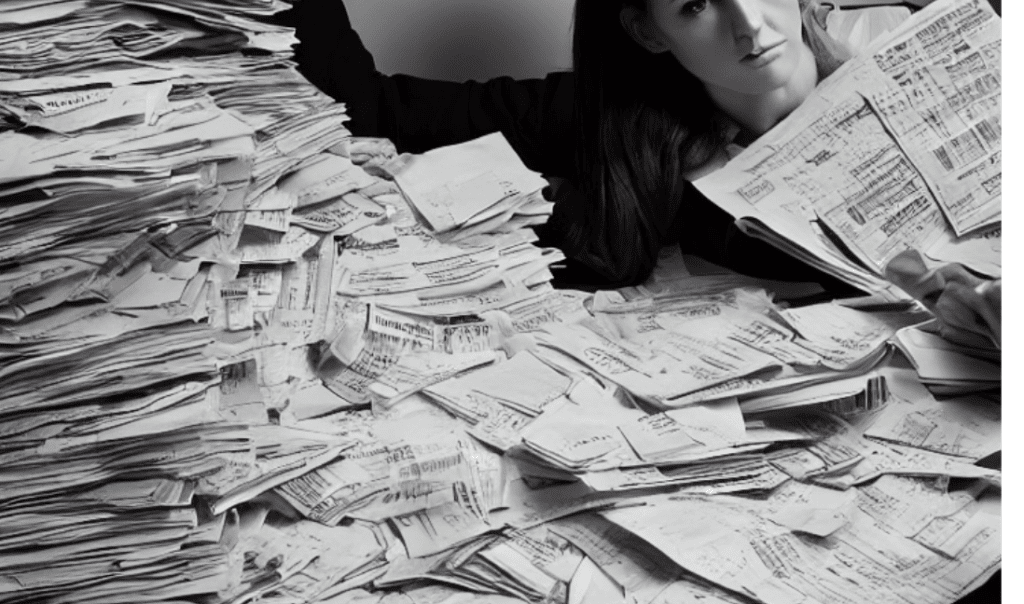 Distressed taxpayer engrossed in paperwork, symbolizing the struggle with IRS debt, representing the need for 'IRS Relief Now: Top Tax Resolution Strategies', the article's focal point
