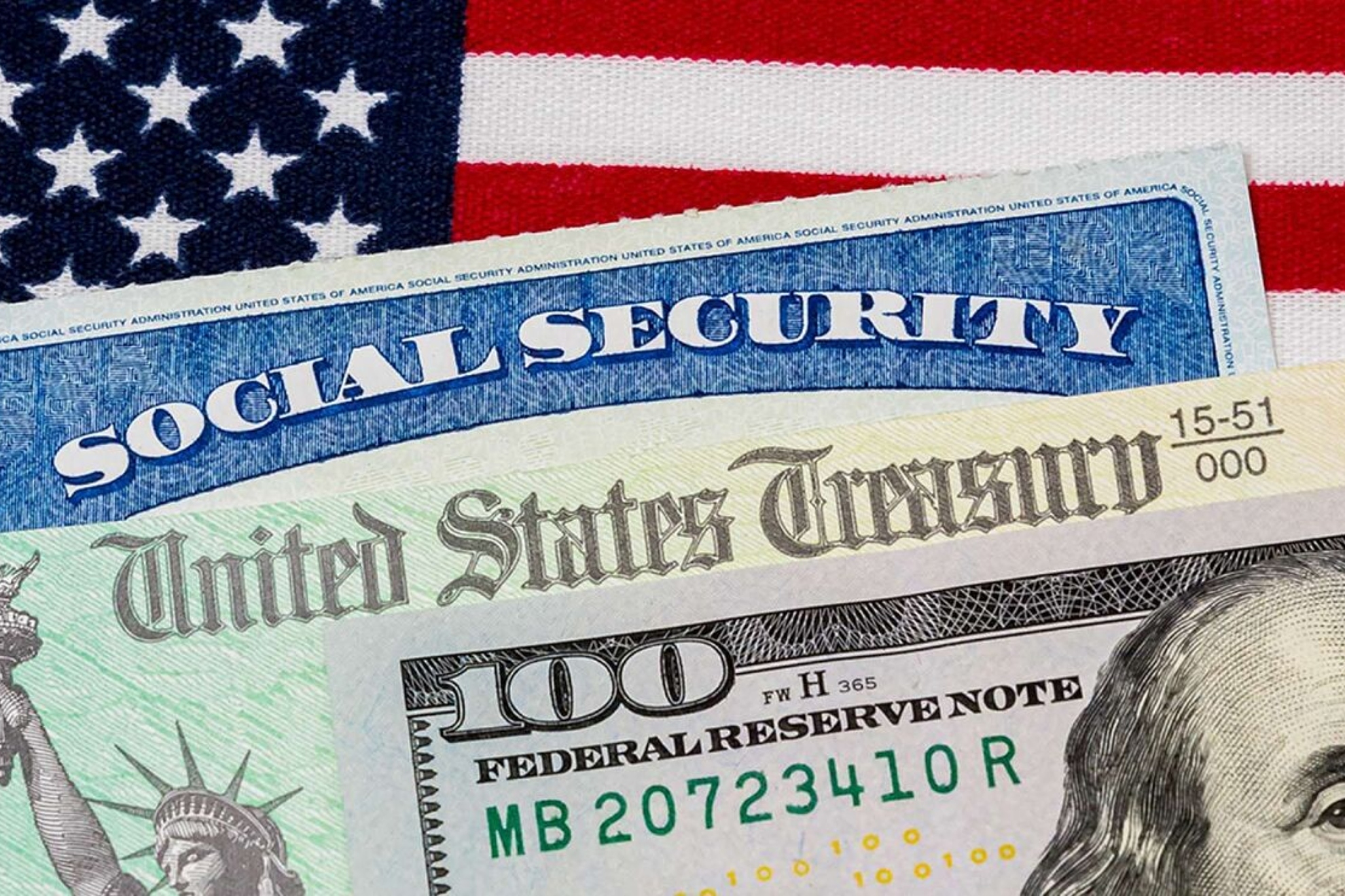 social security words with 100 dollar bill