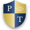 Priority Tax Relief logo. A shield symbolizing protection from the IRS, adorned with a lotus flower representing serenity and the triumph of justice after a challenging battle.